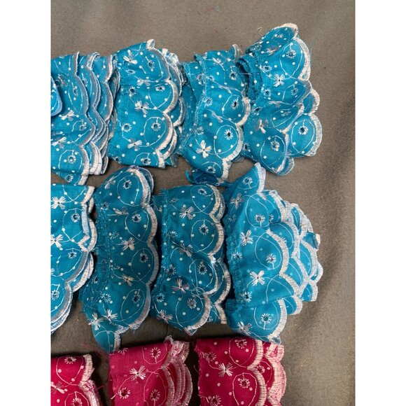 Assorted Embroidered Eyelet Lace Trim Pieces in Blue & Pink - Picture 5 of 13